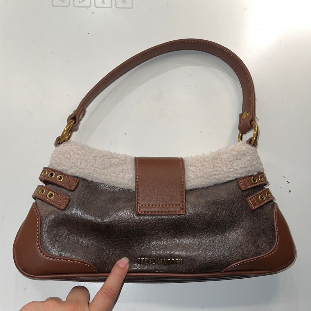 Brown and Cream Steve Madden Shoulder Bag
